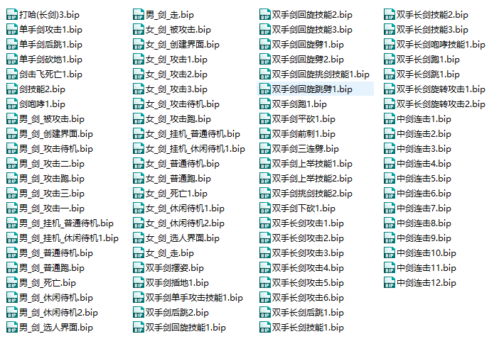 一套剑BIP动作文件