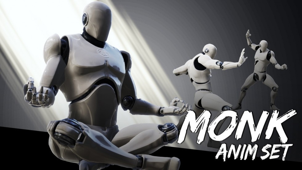 UE4虚幻5 Monk AnimSet 武僧和尚少林功夫动作动画包
