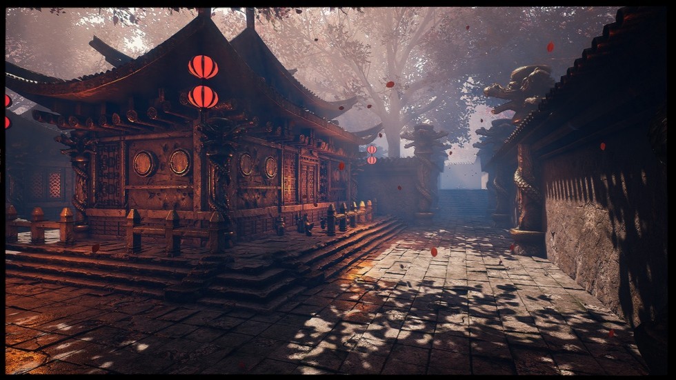 UE4虚幻5 SICKA DYNASTY 中式寺庙盘龙佛像庭院园林古建筑场景