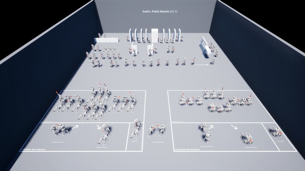 UE4虚幻5 GunFu Pistol Attacks 持枪手枪格斗打斗动画