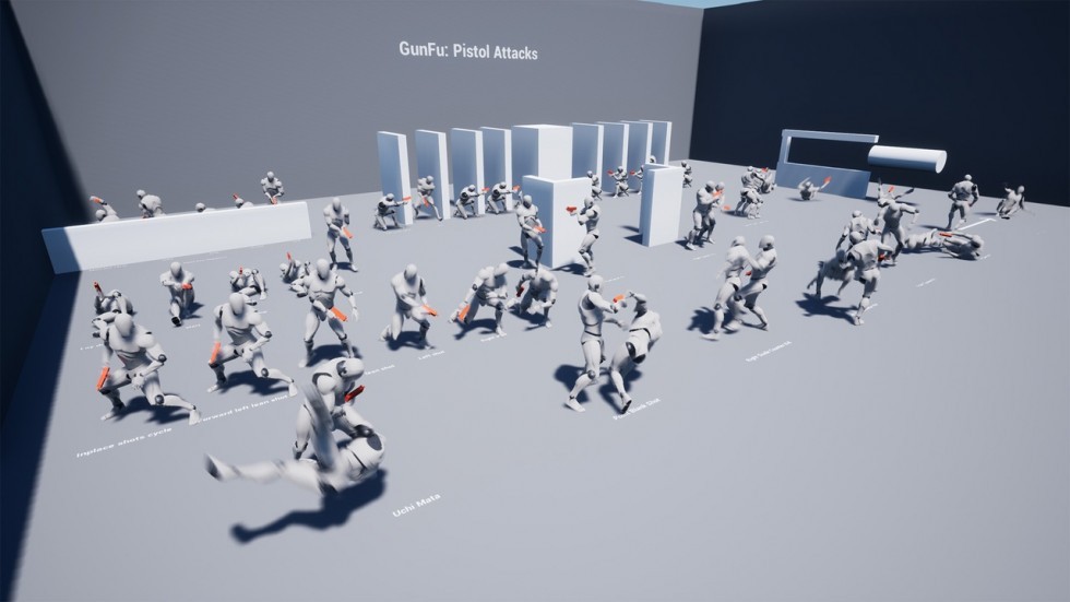UE4虚幻5 GunFu Pistol Attacks 持枪手枪格斗打斗动画