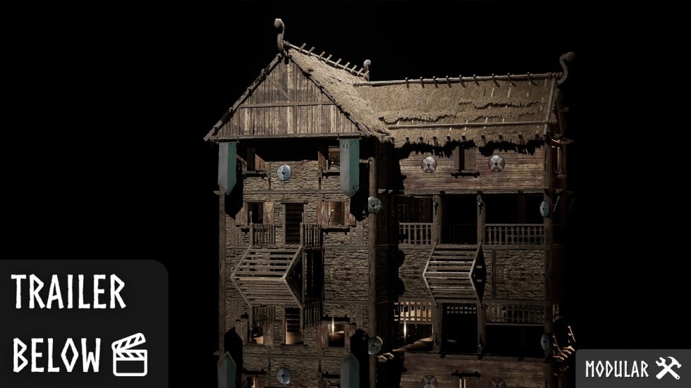 中世纪房屋建筑道具模型