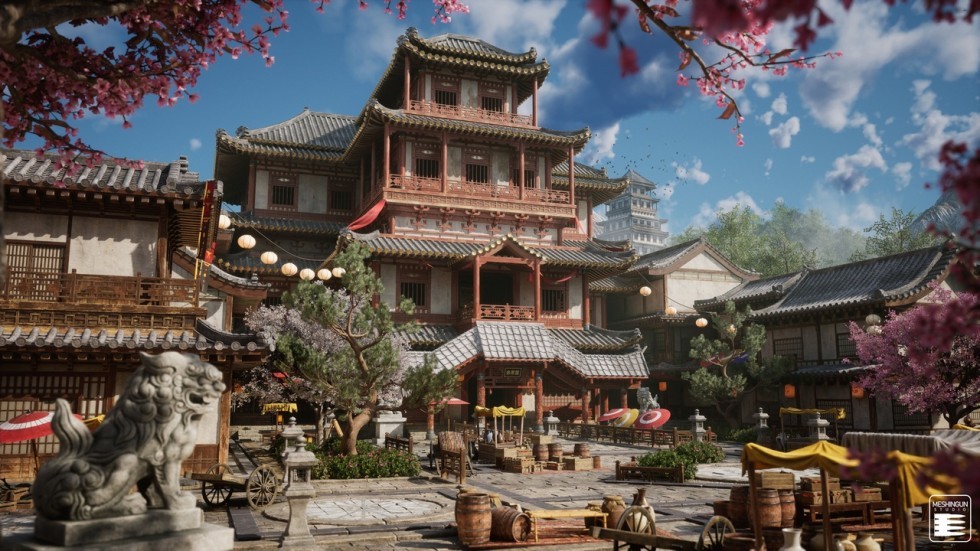 古代复古建筑场景模型