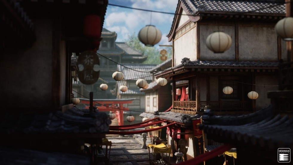 古代复古建筑场景模型