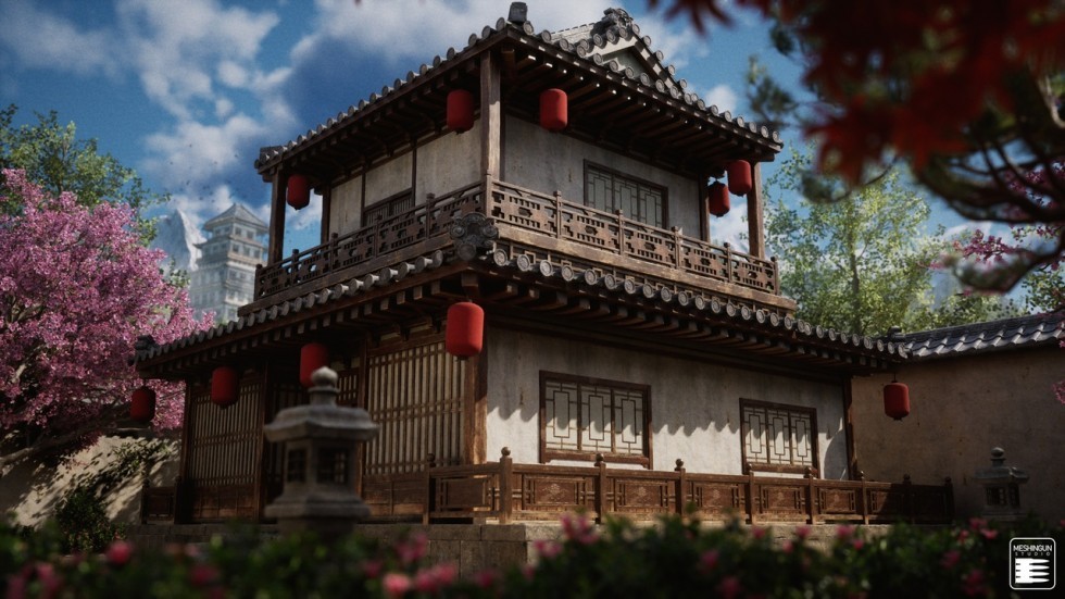 古代复古建筑场景模型