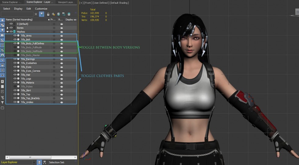 Ryanreos_人物主角模型CG角色ZB女性3D模型max绑定3D模型_蒂法