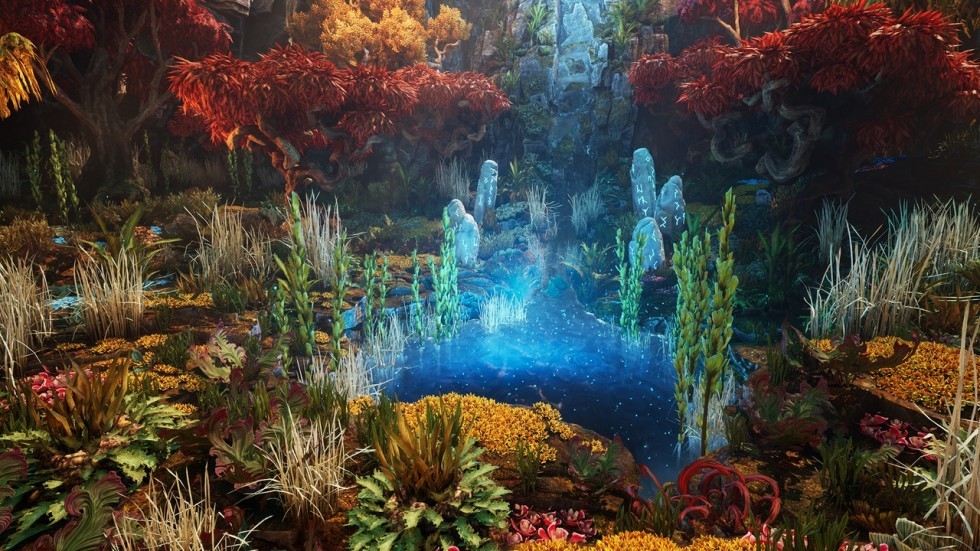 古代祭坛奇幻植物树木悬崖图腾