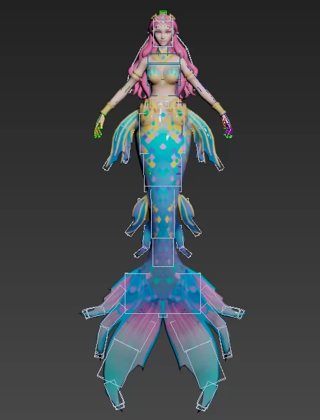 美人鱼绑定BIP+Bone骨骼