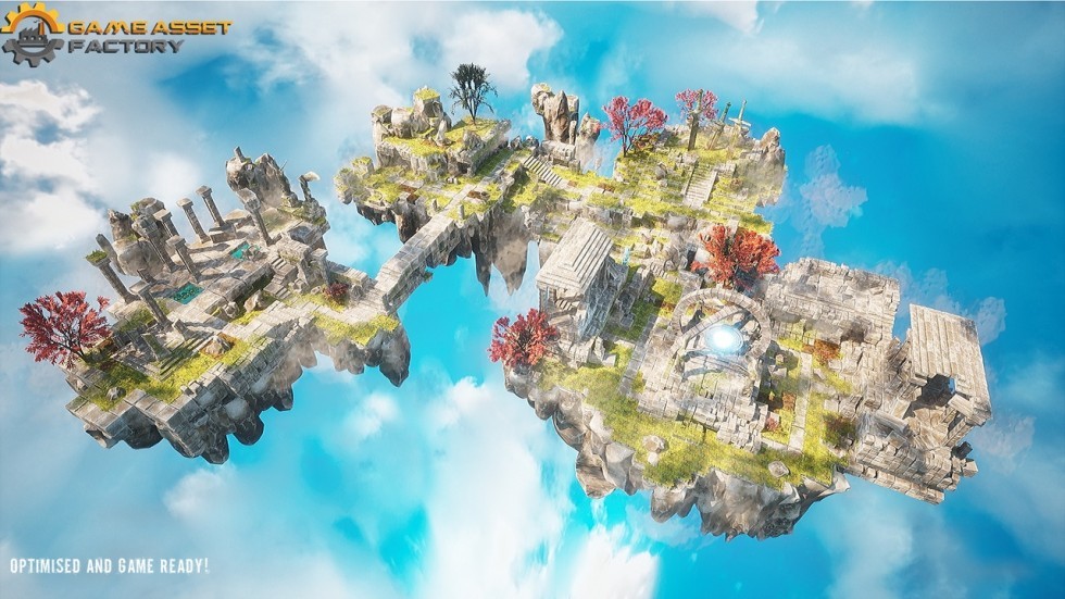 天空之城神庙神殿场景模型