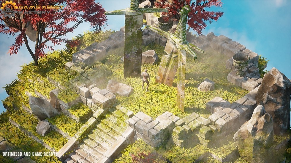 天空之城神庙神殿场景模型