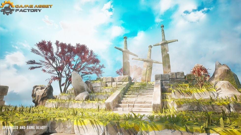 天空之城神庙神殿场景模型