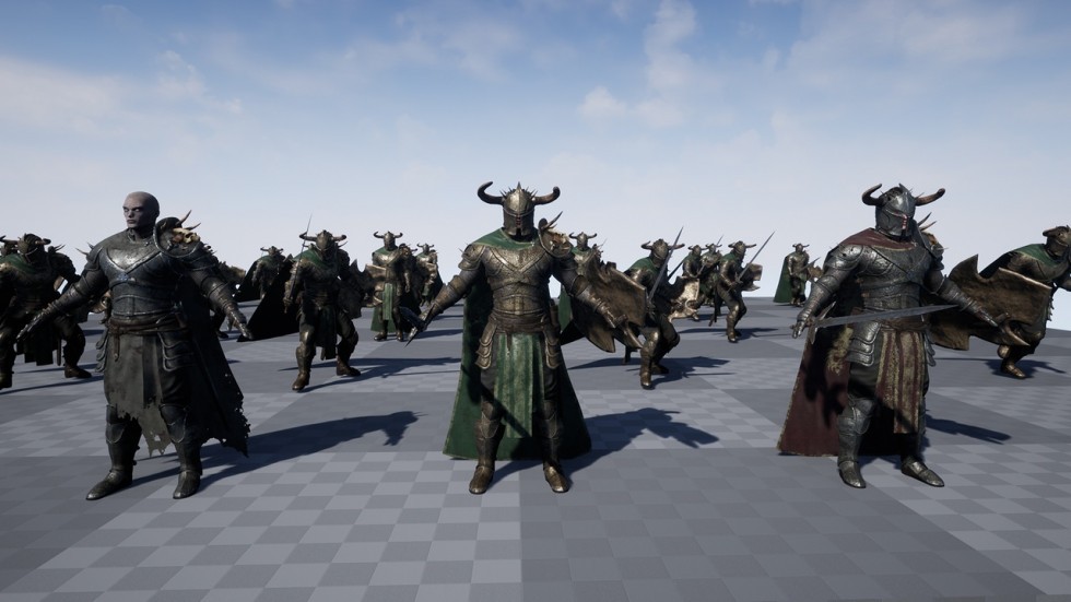 UE5虚幻4 Fallen Knight 奇幻游戏黑暗堕落骑士动画模型