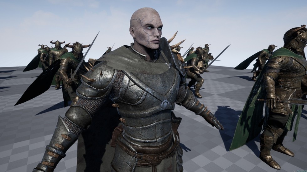 UE5虚幻4 Fallen Knight 奇幻游戏黑暗堕落骑士动画模型