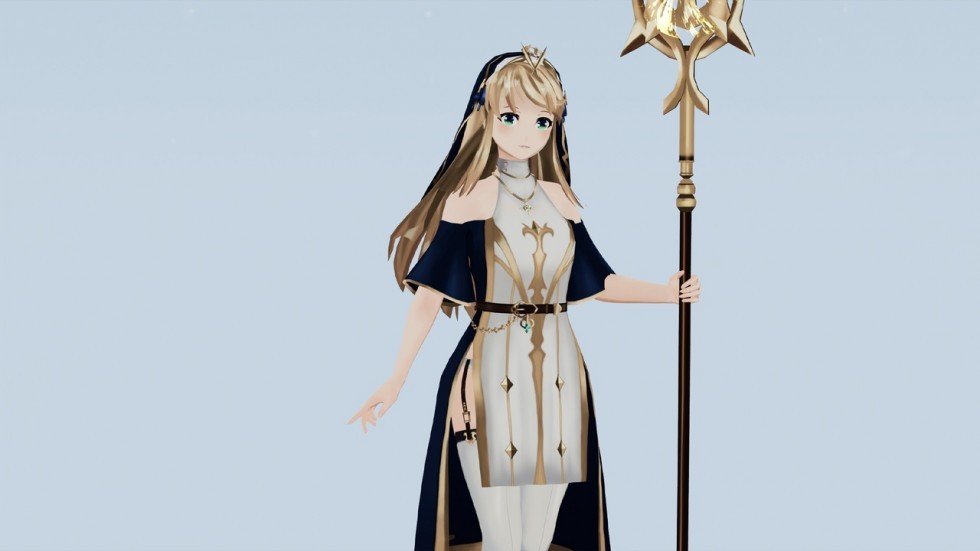 UE4虚幻5 Anime Girl Cleric 动漫少女牧师角色模型