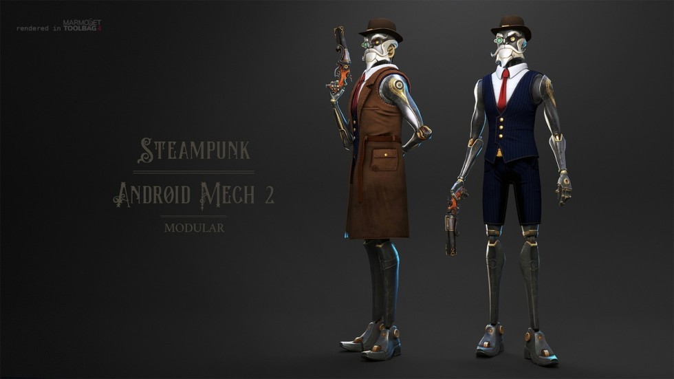 UE5虚幻5 Steampunk Android  蒸汽朋克机器人游戏角色模型