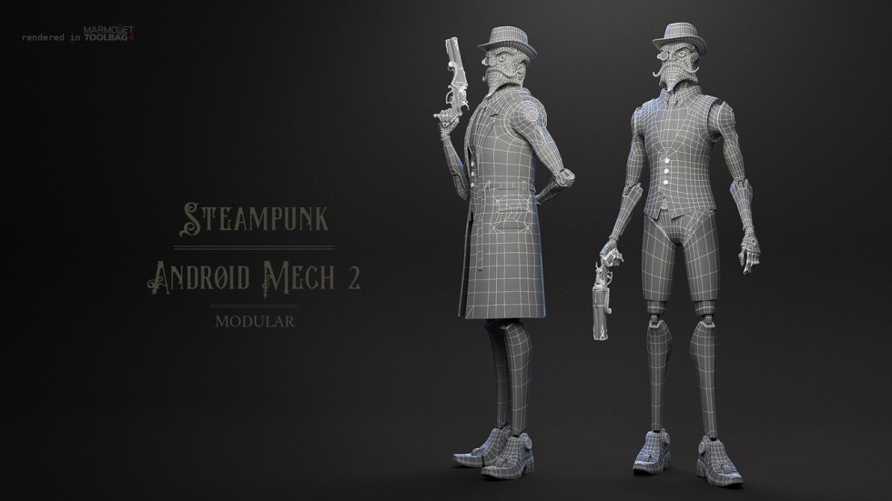 UE5虚幻5 Steampunk Android  蒸汽朋克机器人游戏角色模型
