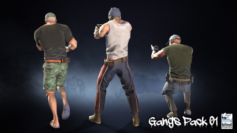 UE5虚幻4 Gangs Pack 高质量黑帮匪徒打手人物角色动画模型