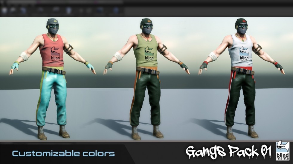 UE5虚幻4 Gangs Pack 高质量黑帮匪徒打手人物角色动画模型