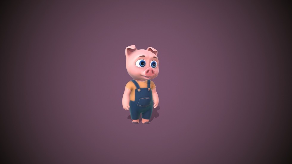 UE4虚幻5 Piggy 卡通风格化地多边形猪猪模型角色带动画