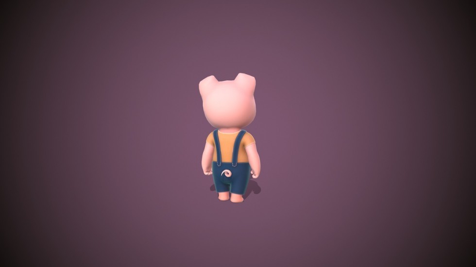 UE4虚幻5 Piggy 卡通风格化地多边形猪猪模型角色带动画