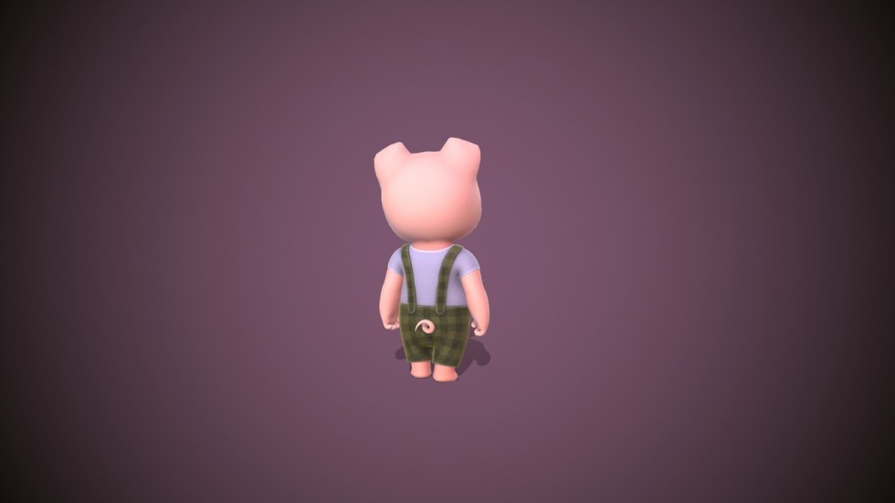 UE4虚幻5 Piggy 卡通风格化地多边形猪猪模型角色带动画