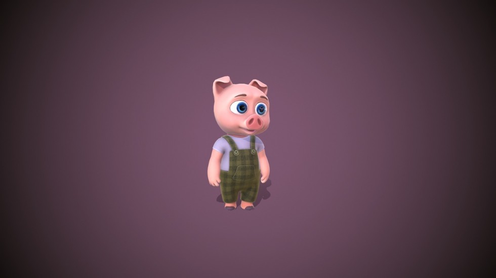 UE4虚幻5 Piggy 卡通风格化地多边形猪猪模型角色带动画