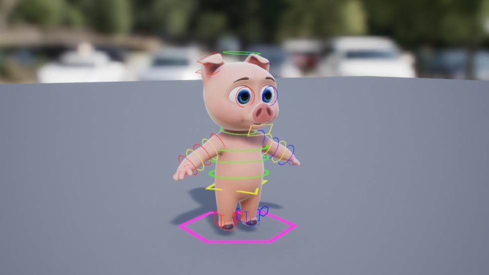 UE4虚幻5 Piggy 卡通风格化地多边形猪猪模型角色带动画
