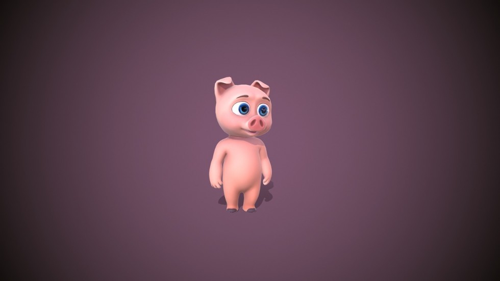 UE4虚幻5 Piggy 卡通风格化地多边形猪猪模型角色带动画