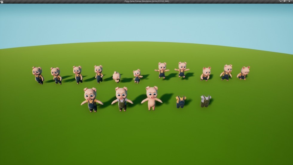 UE4虚幻5 Piggy 卡通风格化地多边形猪猪模型角色带动画
