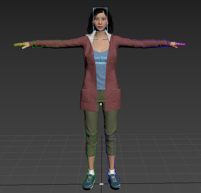 黑色长发美女 cg影视模型 带绑定和站立休闲说话动作