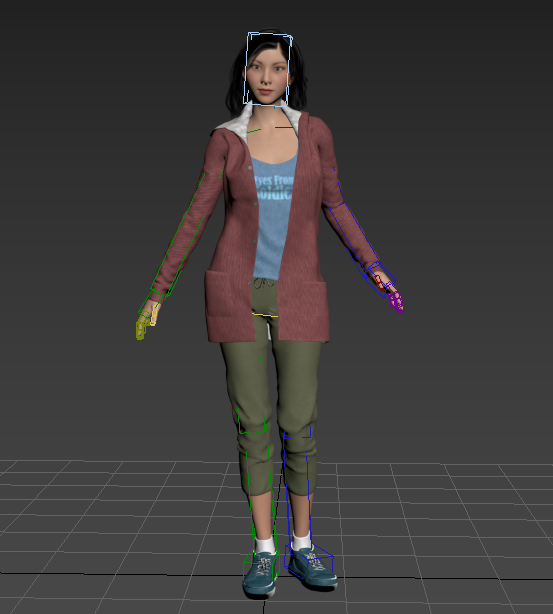 黑色长发美女 cg影视模型 带绑定和站立休闲说话动作