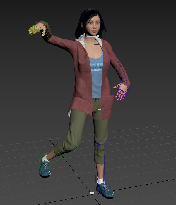 黑色长发美女 cg影视模型 带绑定和站立休闲说话动作