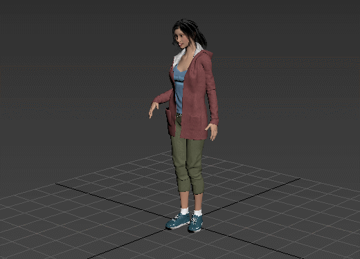 黑色长发美女 cg影视模型 带绑定和站立休闲说话动作
