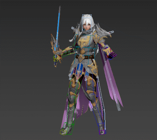 Unity美术资源六大职业3Dmax角色模型Bip全套动作源文件