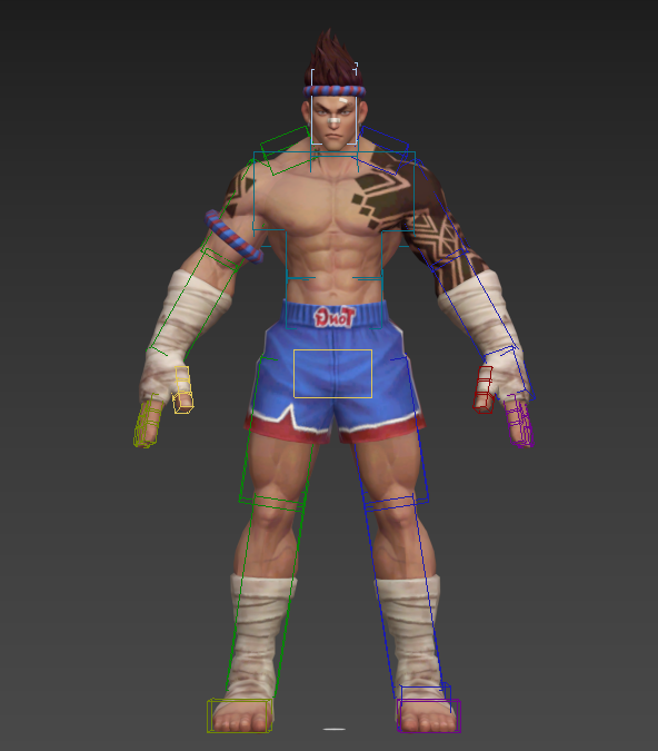 泰拳肌肉男游戏模型带绑定动画