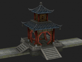 古代亭子游戏场景模型