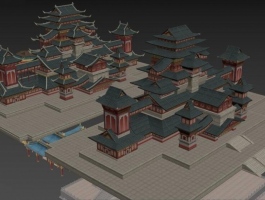 中国风游戏场景模型、山石模型、植物3D模型
