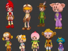 一套卡通Q版角色9个带cs绑定和待机动作